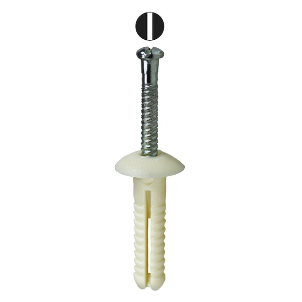 Nail Drive Anchor, 1/4" Dia., 1" L, Nylon